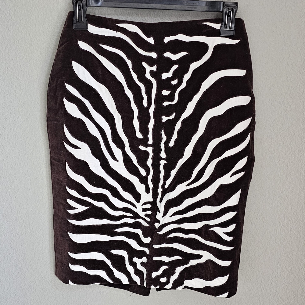 Velvet Zebra Print Pecil Skirt Etcetera Size 0